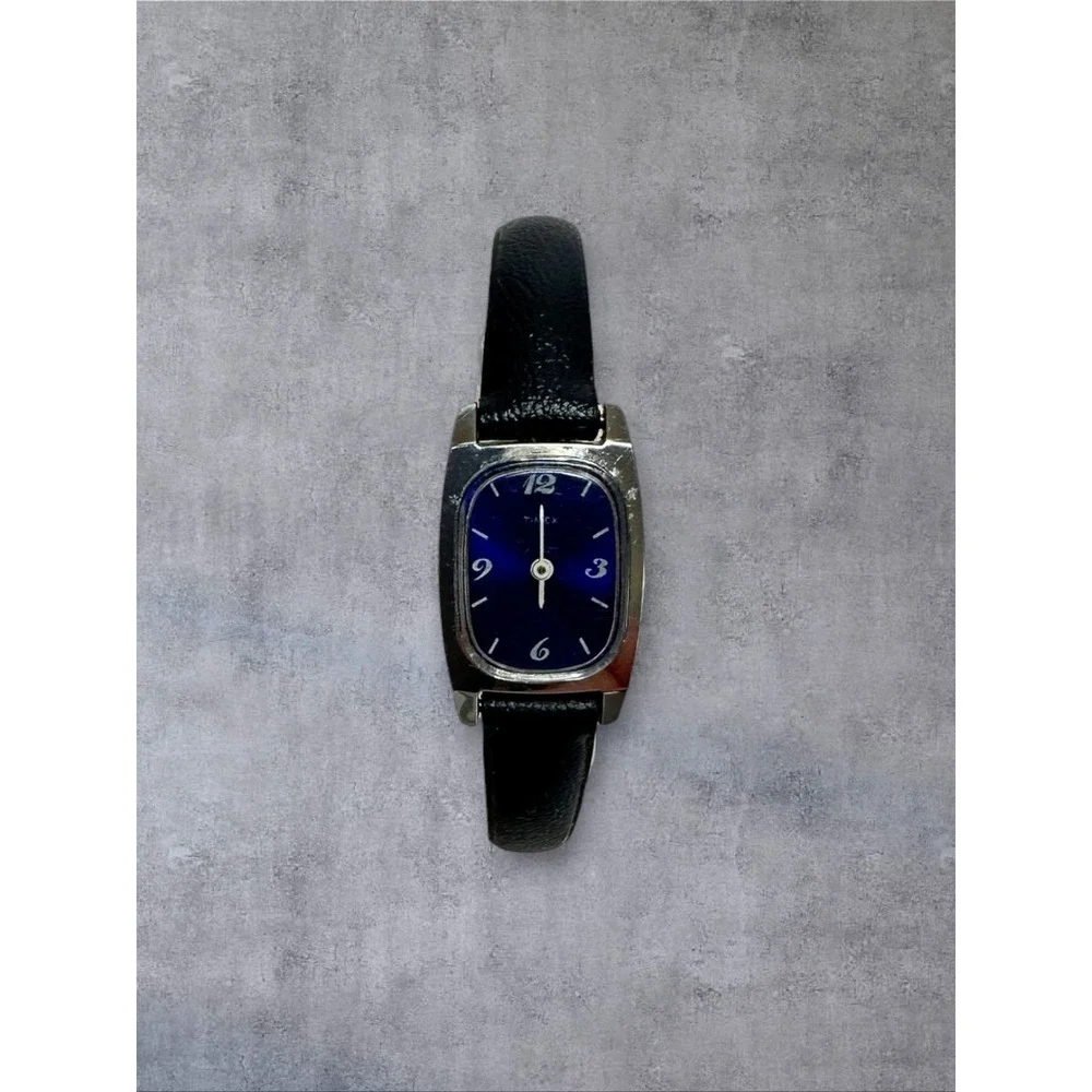 Timex Vintage Manual Wind Watch Womens Blue Parts Repair Rectangular